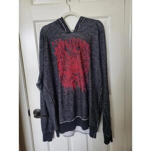 Affliction Men’s Reversible Pullover Hoodie Black Red Size 2X Y2k Grunge